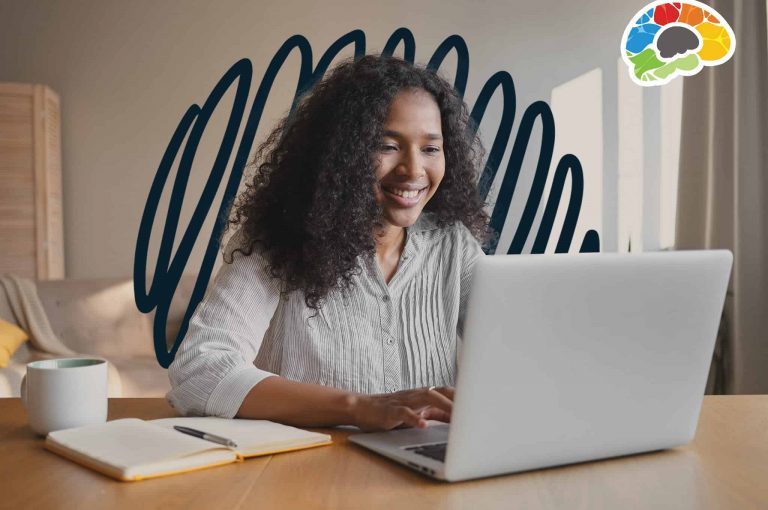 woman checking micro-learning courses or free training courses on the laptop