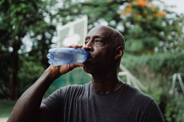 a person drinking water